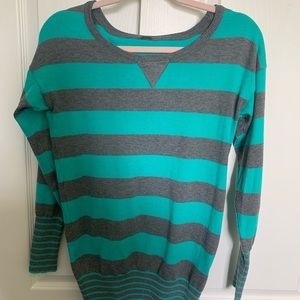 Soft Striped Green and Grey Sweater